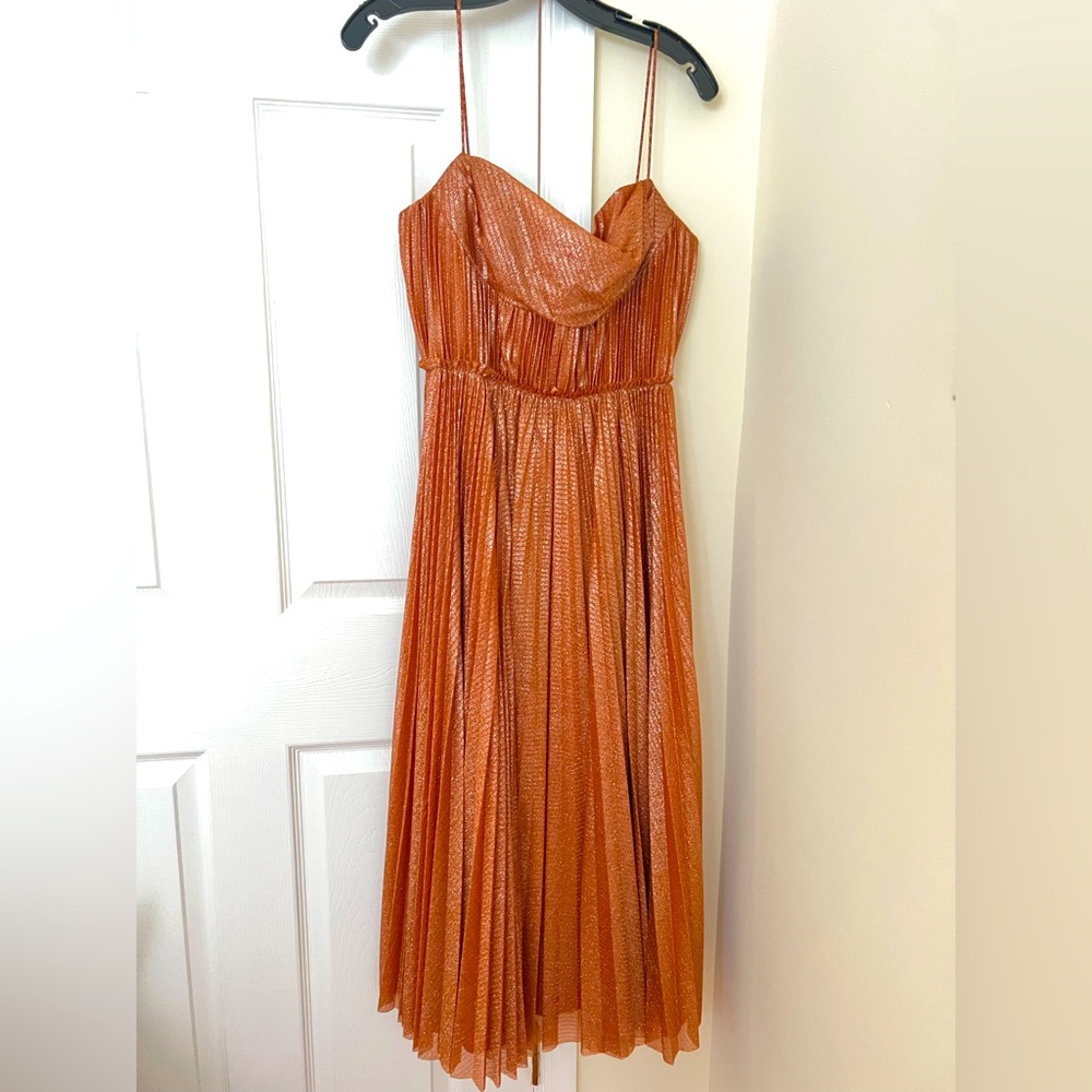 Shimmer Tulle Pleated Crowl Neck Dress Lela Rose